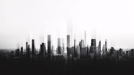 modern city skyline black and white abstract