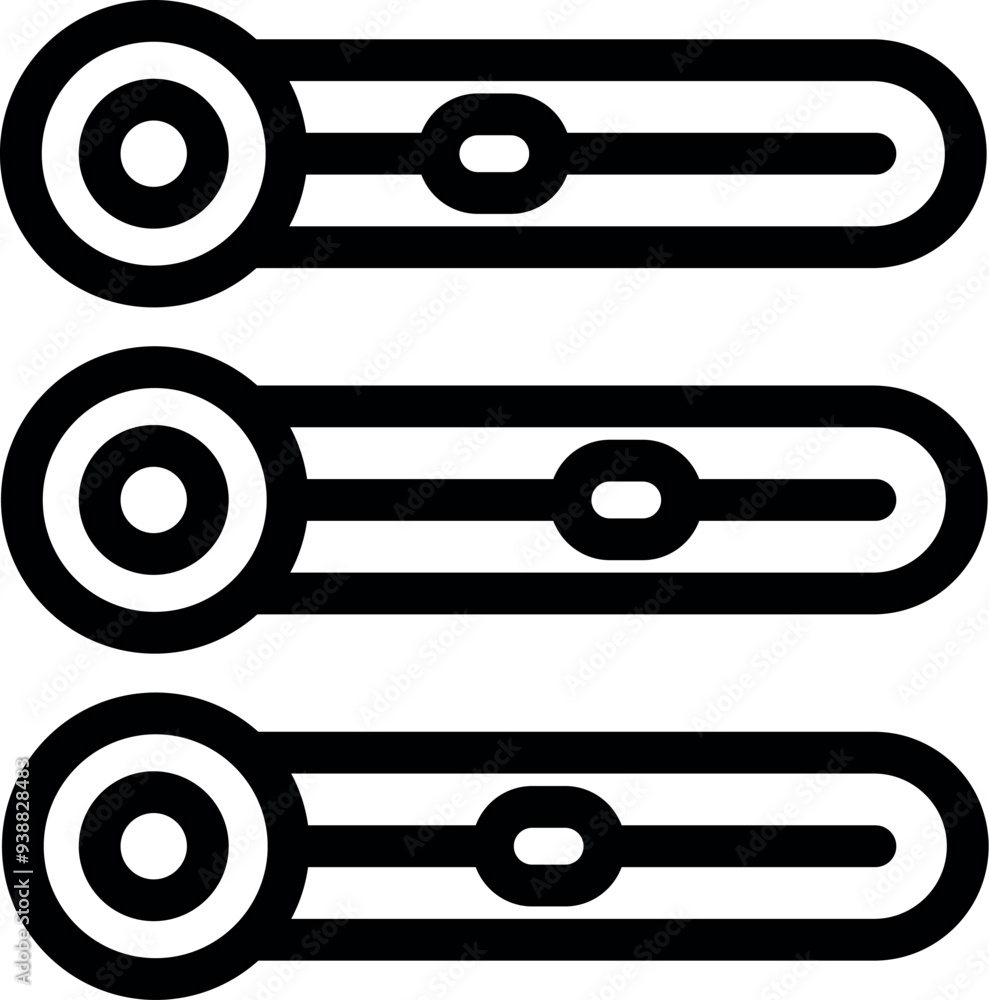 Poster simple vector icon of three horizontal sliders adjusting volume or brightness