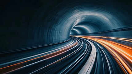 motion blur in a tunnel with train track