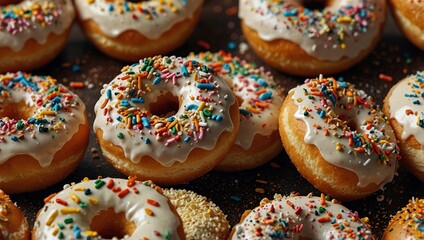 photo of donuts with various kinds of cream and toppings that are beautiful and look delicious made by AI generative
