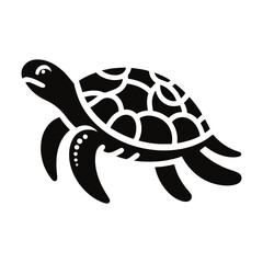 Turtle black silhouette vector with white background.
