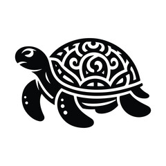 Turtle black silhouette vector with white background.
