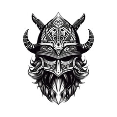 Obraz premium Ornate Viking Warrior Helmet Illustration.