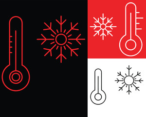 Thermometer vector icons with sun and snowflake. thermometer icon set. Adobe vector. EPS 10.