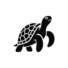 Turtle black silhouette vector with white background.