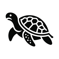 Turtle black silhouette vector with white background.