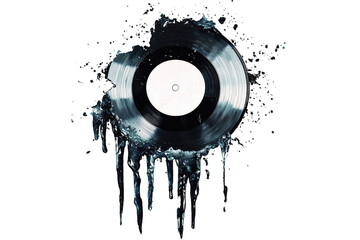 A creative artwork featuring a dripping vinyl record against a dark background, symbolizing music and nostalgia.
