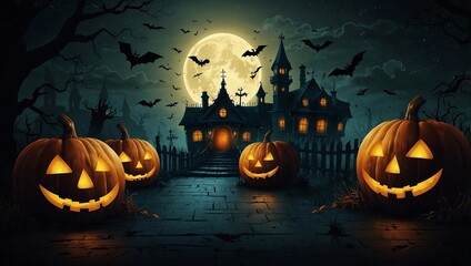cool halloween themed background illustration photo made by AI generative
