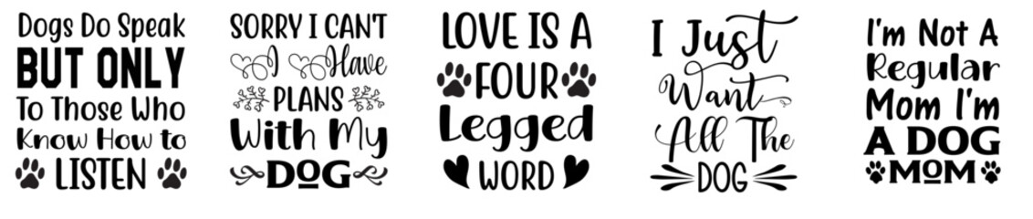 Simple Dog Typography, Calligraphic Lettering Pack Vector Illustration for Presentation, Printing Press, Advertisement