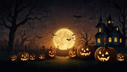 cool halloween themed background illustration photo made by AI generative
