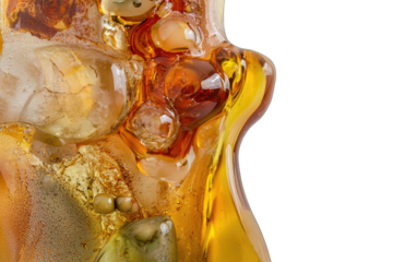 Close-up of amber resin showcasing intricate textures and rich colors, ideal for art and nature photography.
