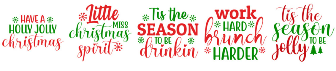 Fototapeta premium Modern Christmas Typography, Invitation Bundle Vector Illustration for Social Media Post, Greeting Card, Advertising