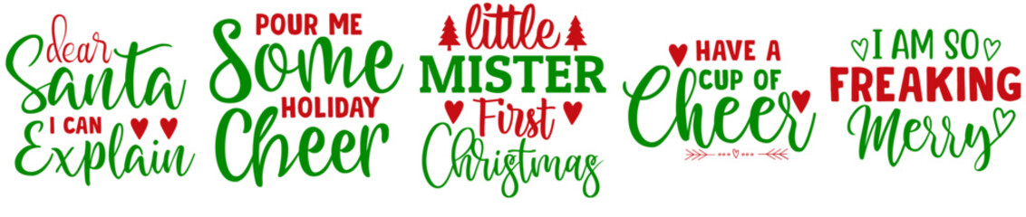 Fototapeta premium Minimal Christmas Typography, Labels And Badges Pack Vector Illustration for Holiday Cards, Label, Wrapping Paper