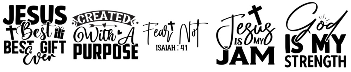 Colourful Christian Typography, Typographic Emblems Collection Vector Illustration for Postcard, Brochure, Social Media Post