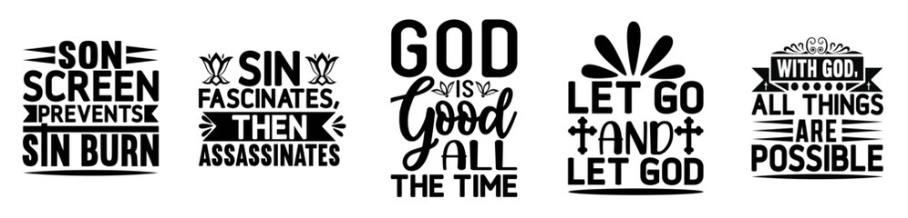 Minimal Christian Jesus Labels And Badges, Trendy Retro Style Illustration Pack Vector Illustration for Mug Design, Icon, Vouchers