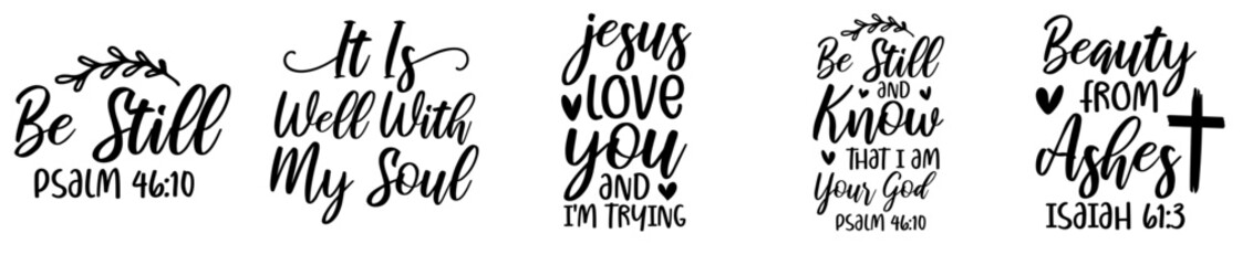 Cute Christian Typographic Emblems, Quotes Collection Vector Illustration for Sticker, Magazine, Printable