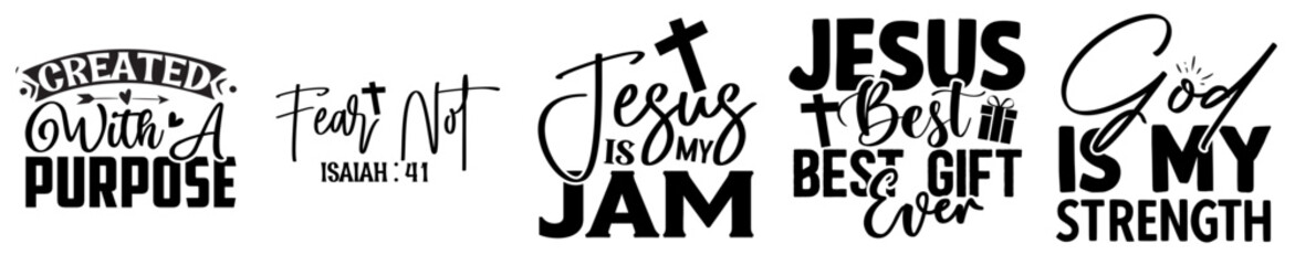 Elegant Christian Trendy Retro Style Illustration, Typography Set Vector Illustration for Stationery, Banner, Brochure