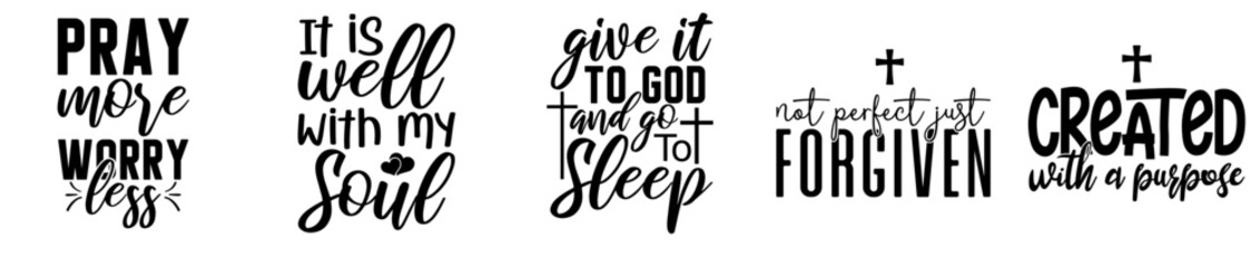 Classic Christian Quotes, Typography Set Vector Illustration for Label, Greeting Card, Presentation