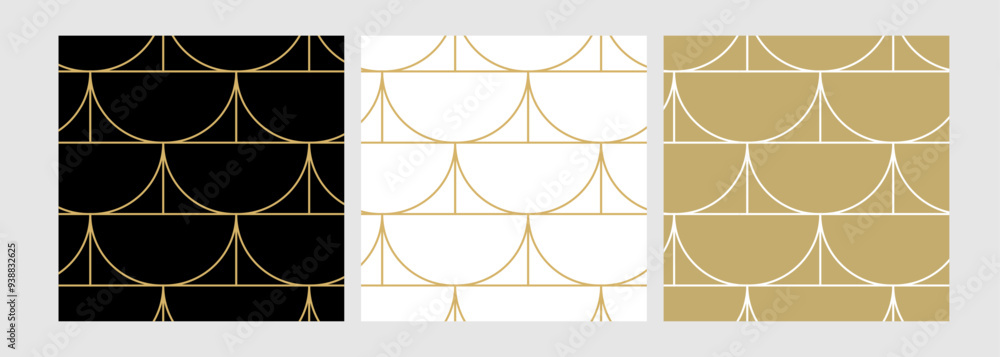 Poster abstract background pattern seamless geometric line in luxury black and gold color. vector christmas