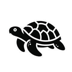 Turtle black silhouette vector with white background.