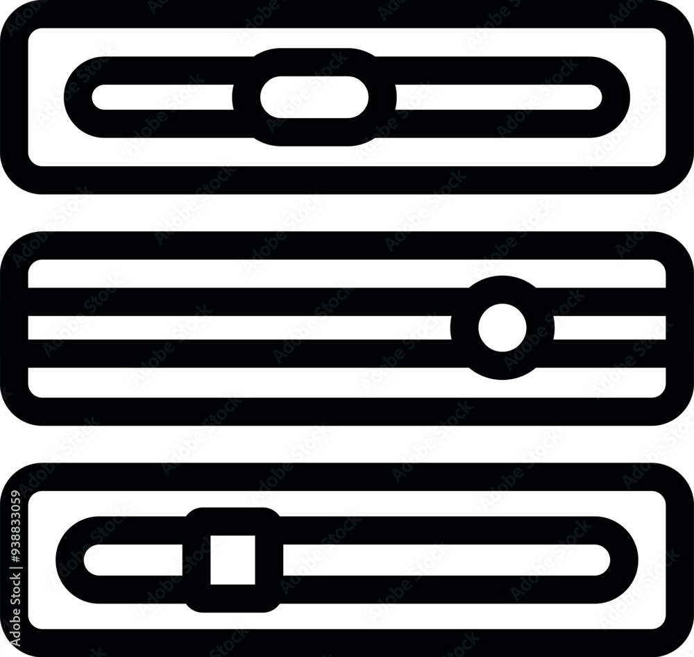 Poster set of three different horizontal scroll bars with round and square buttons allowing user to scroll 