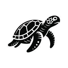 Turtle black silhouette vector with white background.
