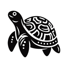 Turtle black silhouette vector with white background.