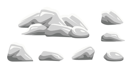 vector collection of natural stones on white background
