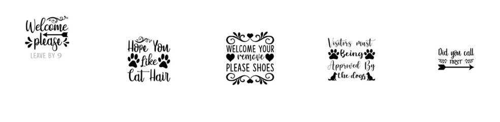 Colourful Doormat Inscriptions, Invitation Bundle Vector Illustration for Wrapping Paper, Motion Graphics, Mug Design