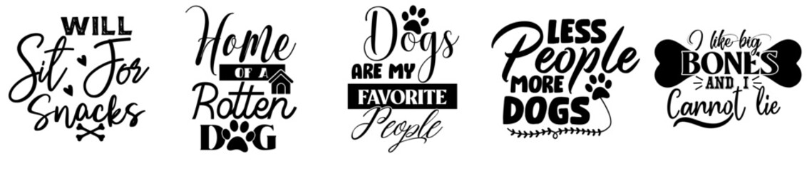 Modern Dog Typography, Calligraphy Collection Vector Illustration for Motion Graphics, Infographic, Holiday Cards