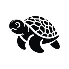 Turtle black silhouette vector with white background.