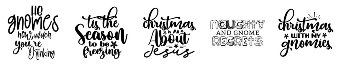 Modern Christmas Winter Quotes, Invitation Bundle Vector Illustration for Logo, Sticker, Newsletter
