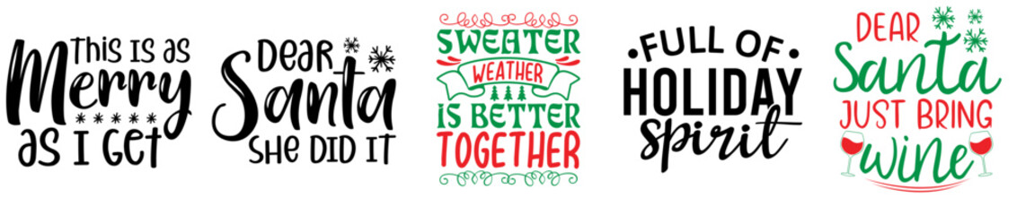 Colourful Christmas Quotes, Labels And Badges Set Vector Illustration for Greeting Card, Flyer, Advertisement