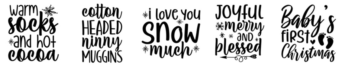 Classic Christmas Trendy Retro Style Illustration, Quotes Collection Vector Illustration for T-Shirt Design, Brochure, Holiday Cards