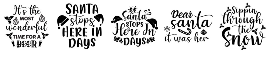 Creative Christmas Labels And Badges, Quotes Set Vector Illustration for Wrapping Paper, Flyer, Book Cover