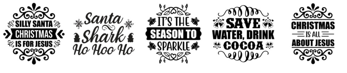 Minimalist Christmas Labels And Badges, Quotes Set Vector Illustration for Infographic, Mug Design, Newsletter