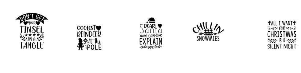 Colourful Christmas Inscriptions, Hand Lettering Collection Vector Illustration for Magazine, Mug Design, Newsletter