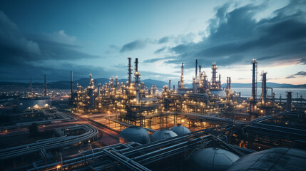 Obraz premium Petrochemical industry with Twilight sky.