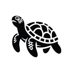 Turtle black silhouette vector with white background.