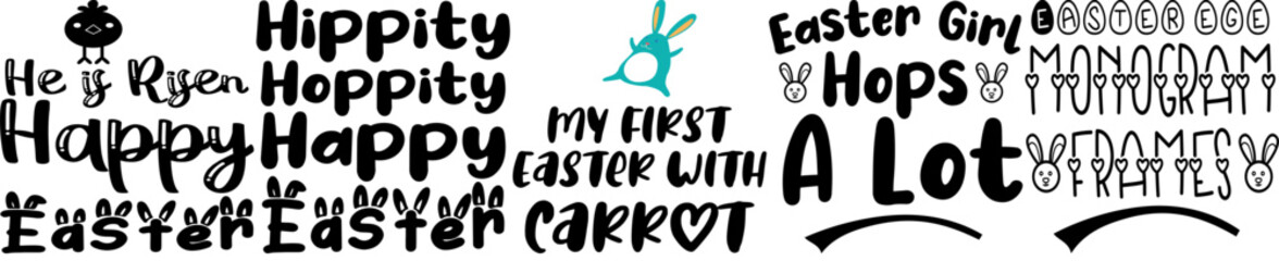 Classic Easter Phrases, Calligraphy Set Vector Illustration for Motion Graphics, Decal, Vouchers