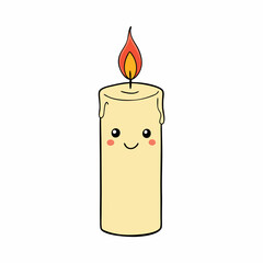 Cute Cartoon Style Happy Candle Mascot With Cute Eyes And Expressive Mouth