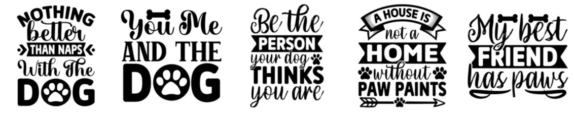 Minimalist Dog Calligraphic Lettering, Calligraphy Pack Vector Illustration for Packaging, Advertising, Magazine