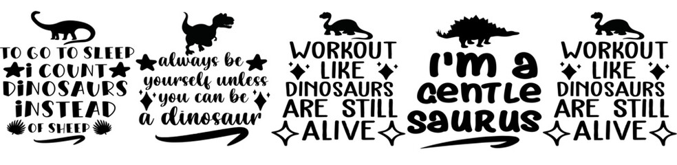 Creative Dinosaur Inscriptions, Hand Lettering Pack Vector Illustration for Banner, Holiday Cards, Gift Card © David