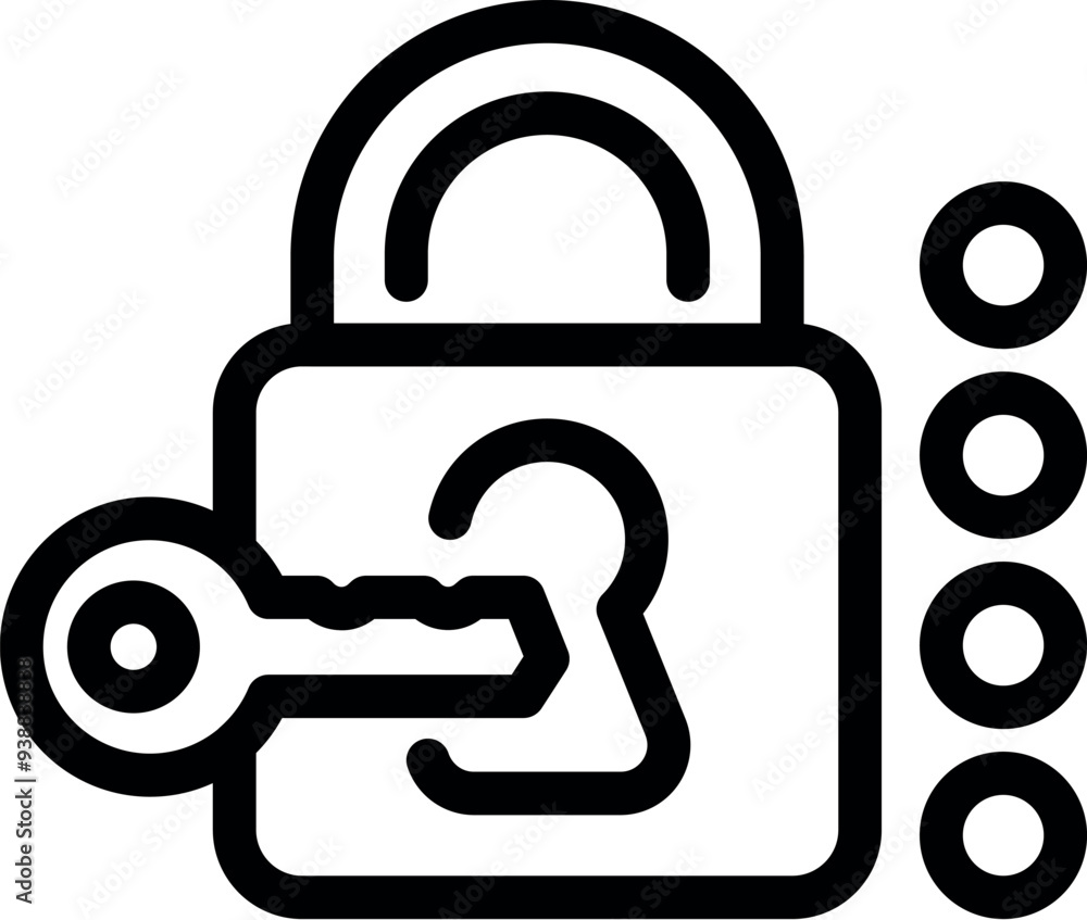 Poster simple icon of a key unlocking a padlock, symbolizing security and data protection
