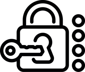 Simple icon of a key unlocking a padlock, symbolizing security and data protection