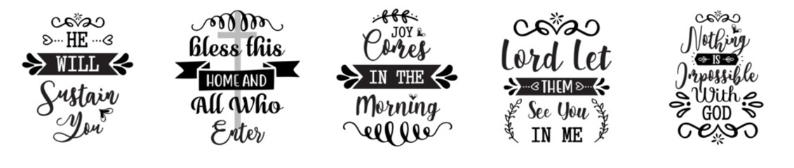 Minimal Christian Typography, Calligraphic Lettering Set Vector Illustration for Announcement, Advertising, Motion Graphics