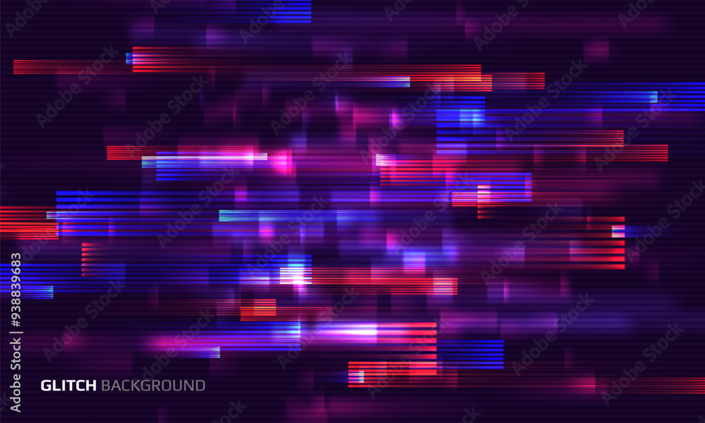 Poster glitch background. abstract noise effect, error signal, television technical problem. vector illustr