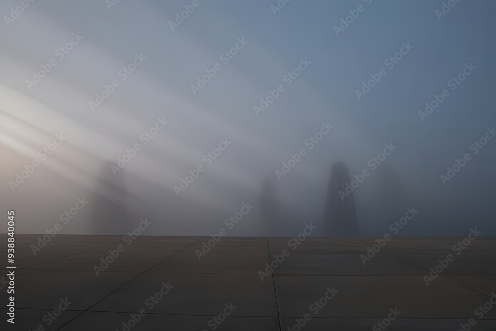 Poster enchanting twilight fog with ethereal shadows on a neutral background