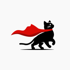 super cat vector logo design template