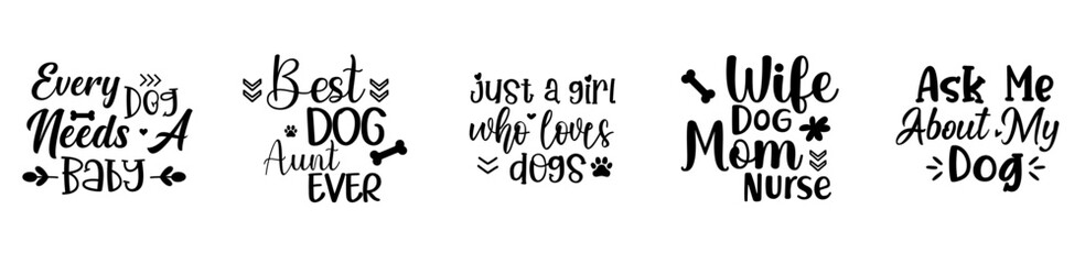 Minimalist Dog Trendy Retro Style Illustration, Typography Collection Vector Illustration for Printable, Stationery, Flyer